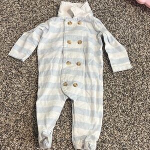 Edgehill Collection Light Blue & White Striped Footed One-Piece